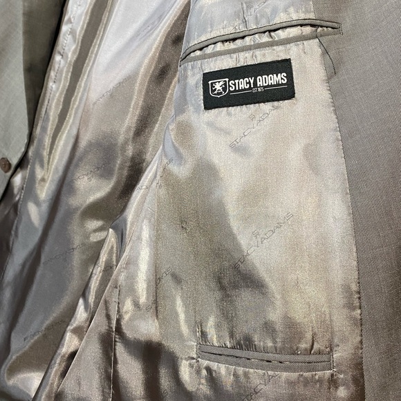 BUY 1 GET 1 SUIT COAT Stacy Adam Blazer Classic Fully Lined Two Vent 60R Gray - Picture 4 of 13